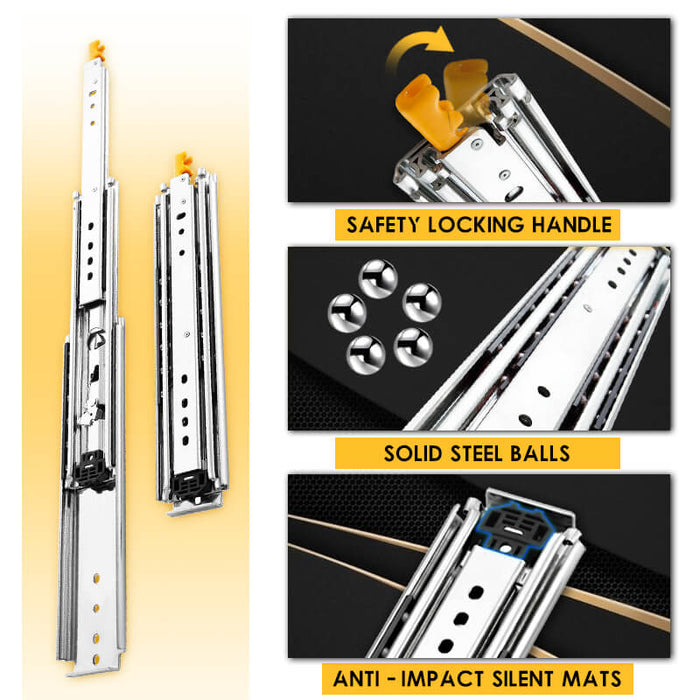 220 kg / 485 lb Lockable Full Extension Drawer Slides D2576 – Heavy ...